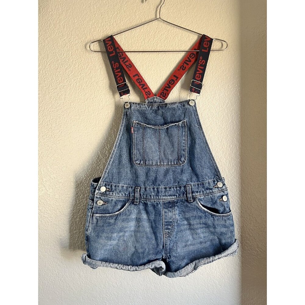 Youth Girls Levi’s Shortall Denim Overalls Blue Size 14.5